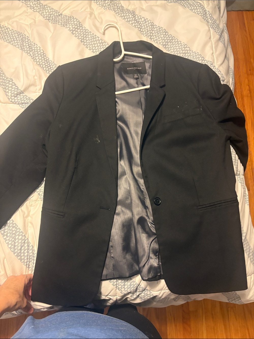 Banana Republic Black Men's Single-Button Blazer with Gray Lining